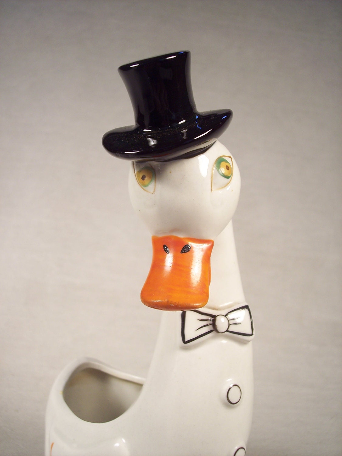 Duck / Goose Planter with Top Hat and Bow Tie, Japan
