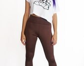 Brown High Waist Leggings Super Stretch Jersey