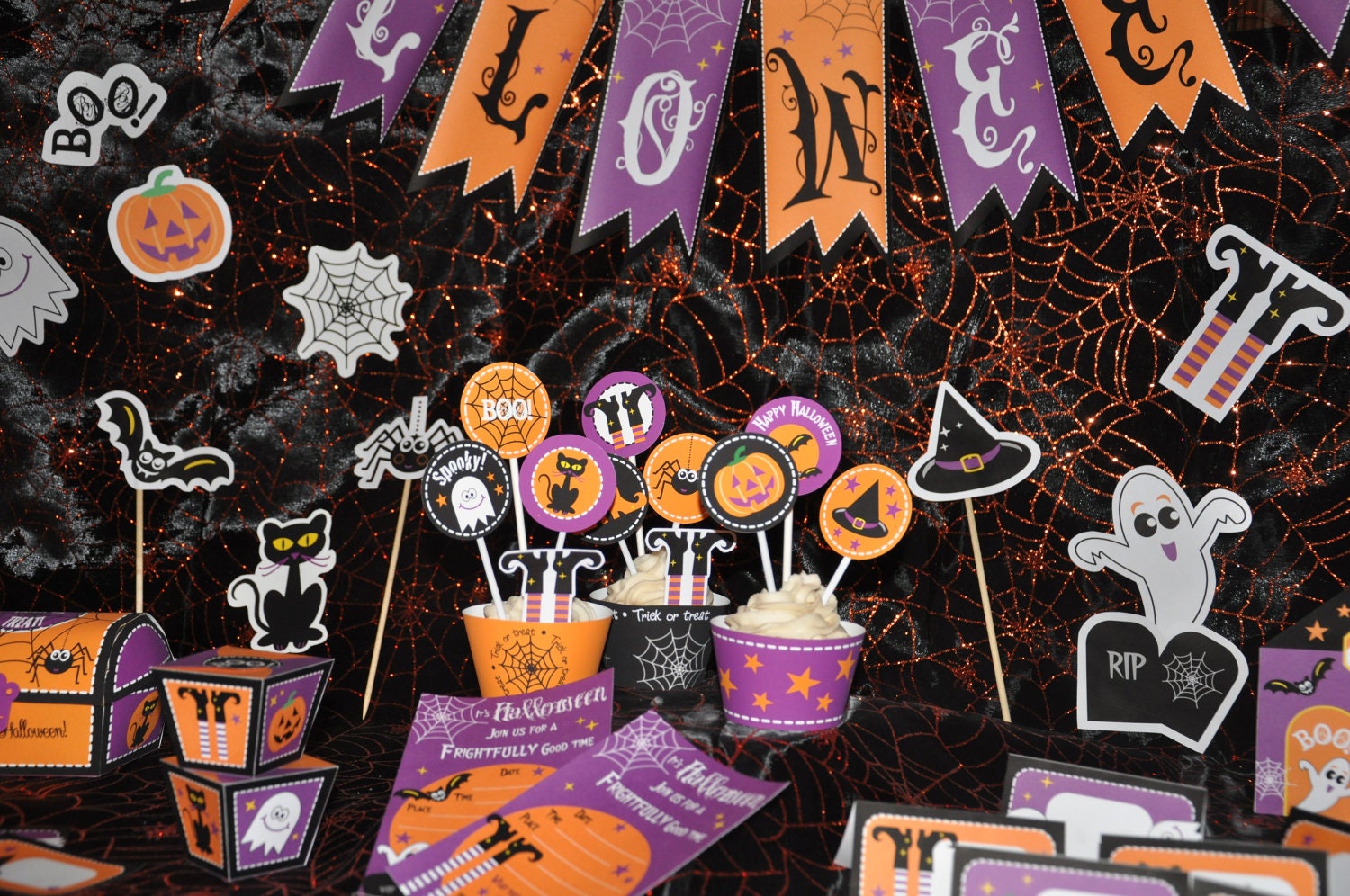 Halloween party DIY decor pdf printable "Trick or Treat" Deluxe Party Kit INSTANT DOWNLOAD Il_170x135