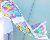 Art silk scarf hand painted batik fashion falls september trends october geometric abstract unique design high quality gift for her woman