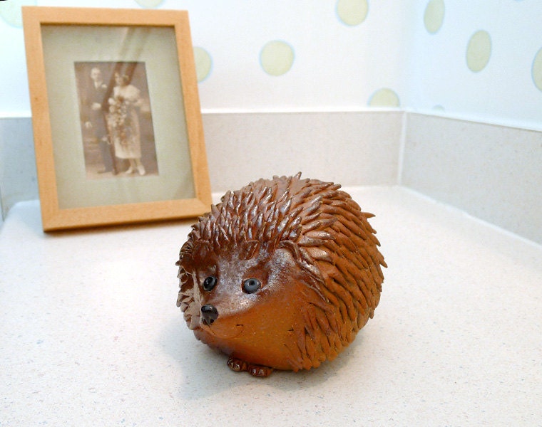 Ceramic Hedgehog Sculpture Home Decor Figurine by HedgehogLounge