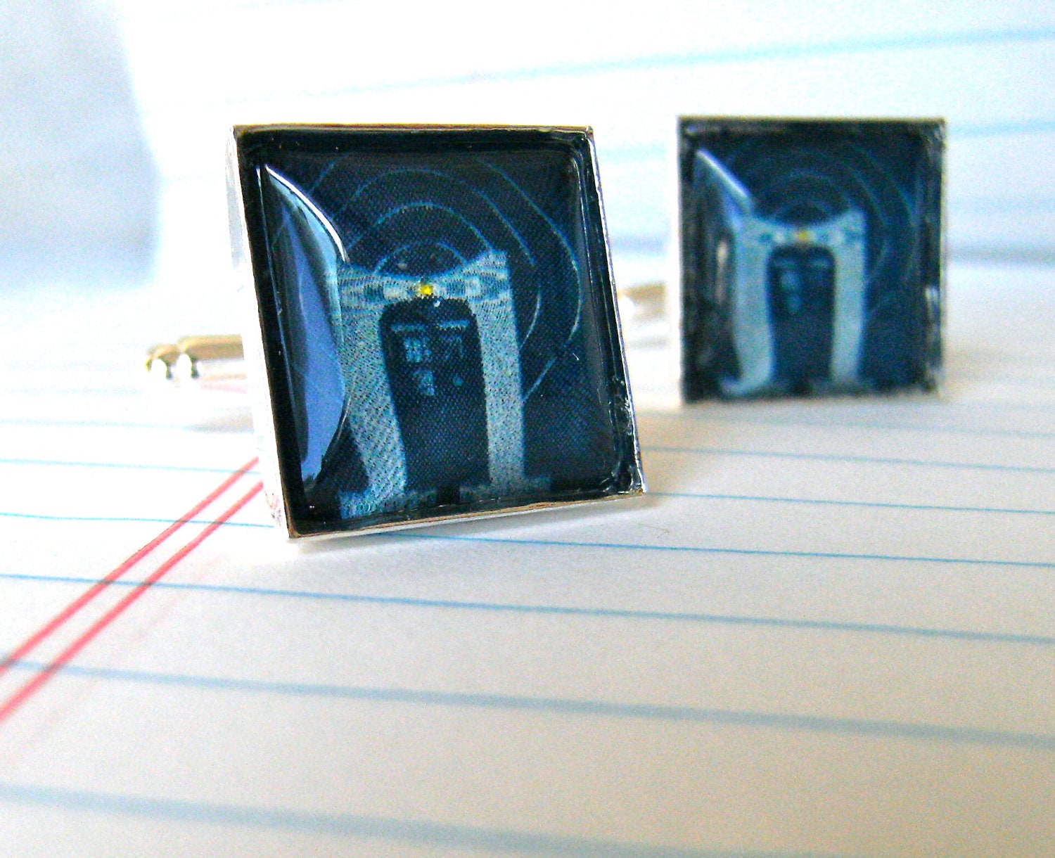 Tardis Cufflink Sterling Silver Plate Eleventh Doctor Who