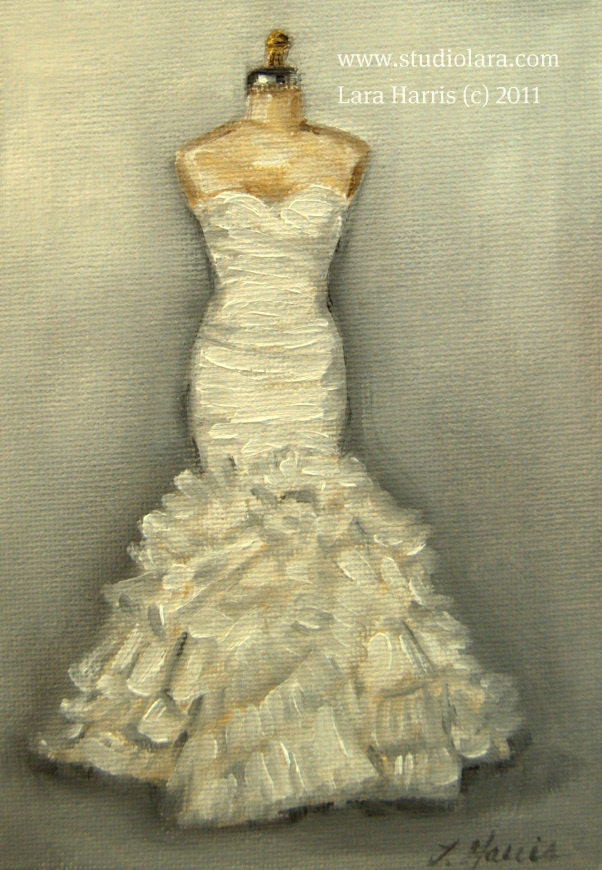 CUSTOM Wedding Dress Illustration Painting in OIL by LARA 8x10 Bridesmaid Maid of Honor