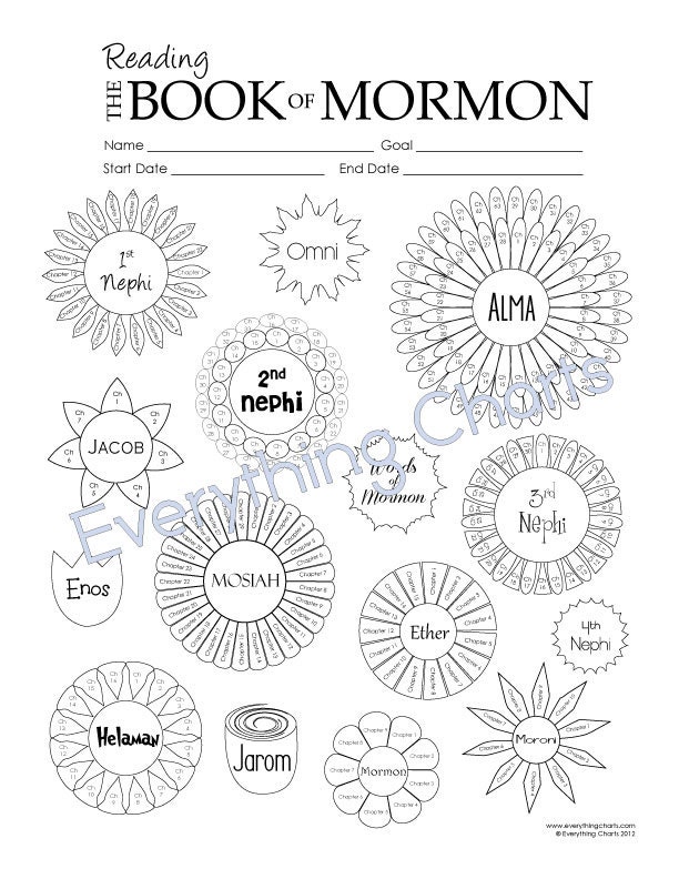 Book of Mormon Reading Chart - PDF File/Printable