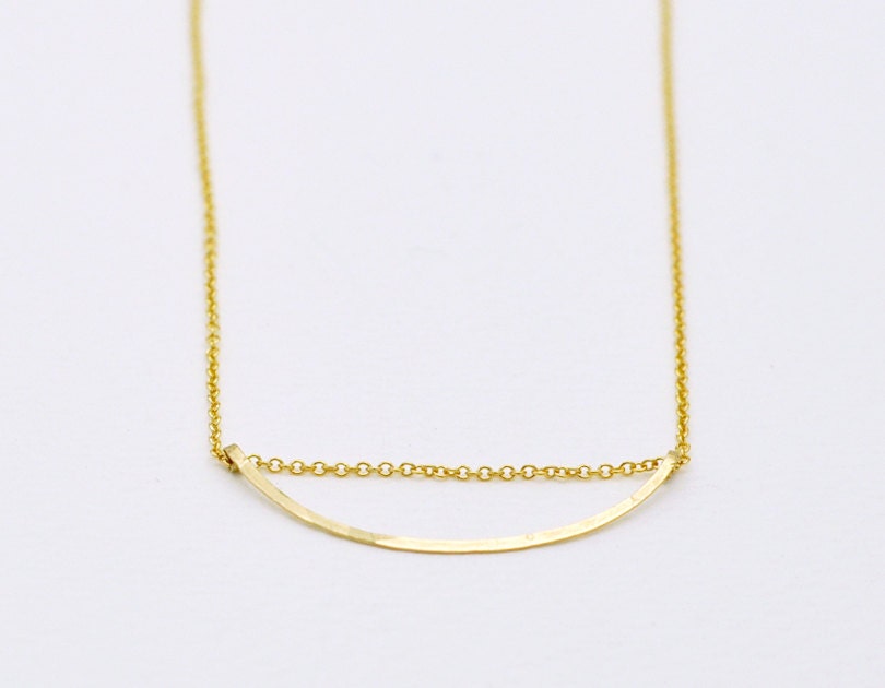 Gold Arc - delicate curved bar line 14k gold filled necklace - minimalist jewelry for her