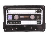 Art Print Hand Drawn Cassette Tape Mix Tape Retro 80s Drawing
