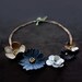 Leather flower statement necklace - Floral boho fashion jewelry - Bib necklace - Fall Winter jewelry