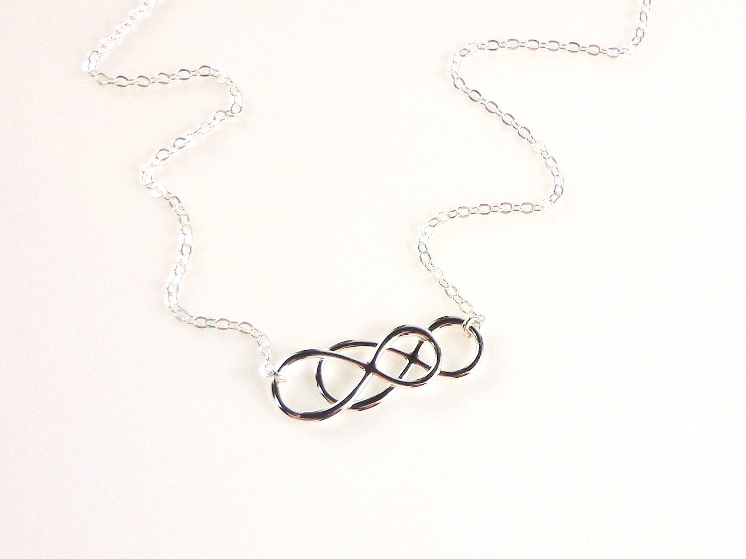 Infinity - Sterling Silver Double Infinity Necklace - Eternity Necklace, Simplicity, Forever Necklace, Love, Bridal Party, Mothers Day