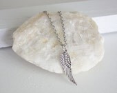 Angel Wing Necklace, Tibetan Silver, Silver Hypoallergenic Chain With Clasp