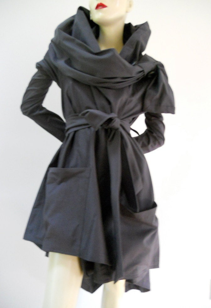 Maria Severyna Black Italian Slate Grey Wool Jacket Coat Steampunk