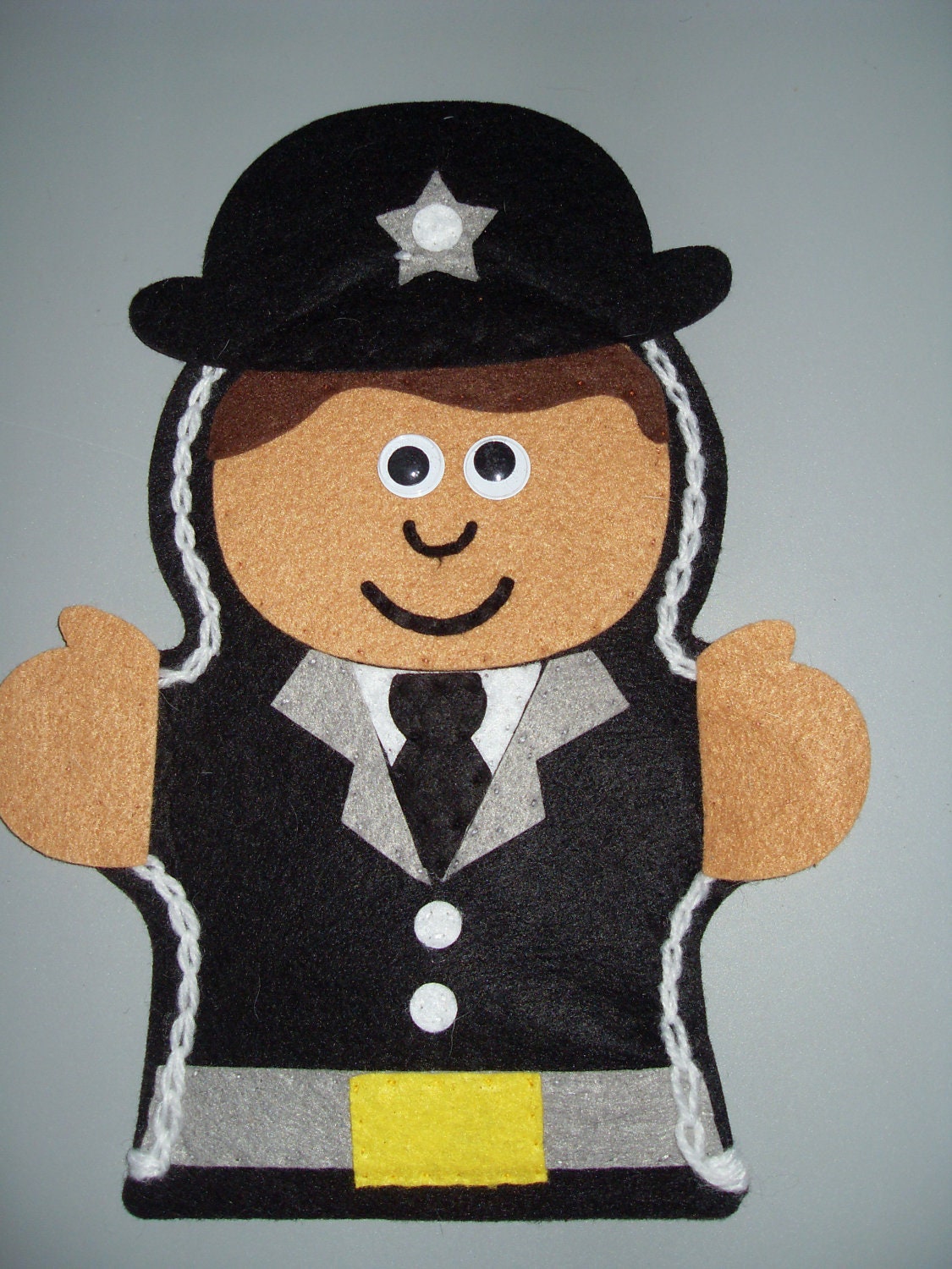 Felt Policeman Hand Puppet for Children. Hand by MakeStitchKnit