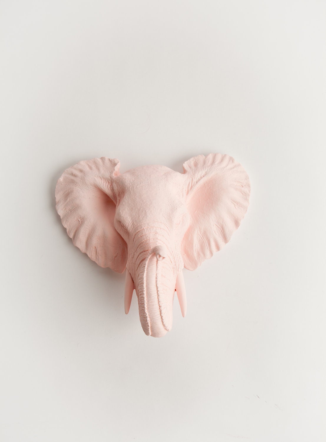 The Quinton - 1 Pink Mini Resin Elephant Head- Resin Pink Faux Taxidermy- Chic & Trendy