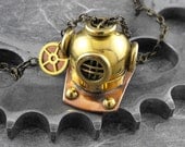 Nautical Brass Steampunk Scaphander Necklace - Diving Back in Time by COGnitive Creations
