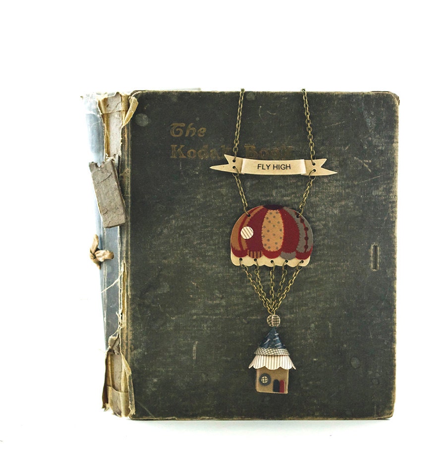 Fly High Necklace / Banner / Parachute with House / Polka Dot and Stripes