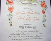 Marriage Certificate Custom Painted to match your wedding church, flowers, theme, etc.