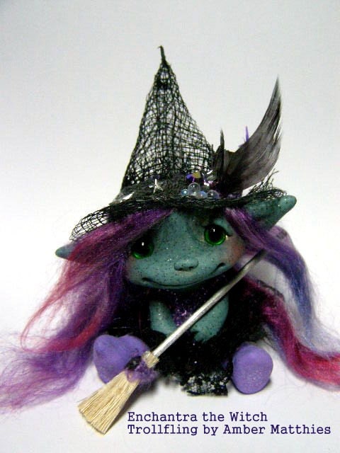 OOAK Trollfling Troll Witch doll "Enchantra" by Amber Matthies