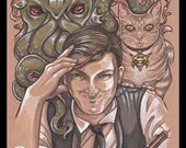 Lovecraft Writes Signed Art Print (5x7)