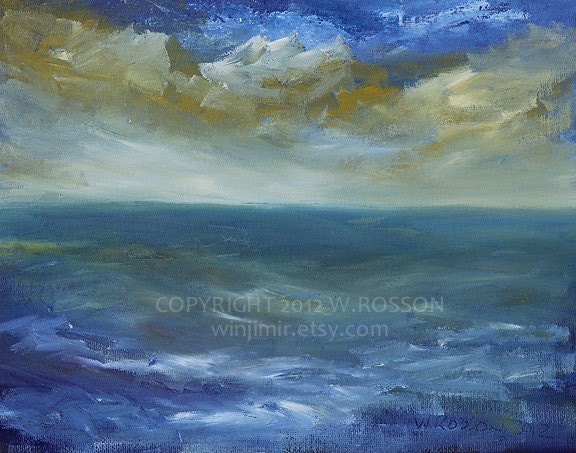 Tropical, Ocean, Sunrise,  Original, Oil Painting, Winjimir, Ebsq, Seascape, Clouds, Sun, Sky,