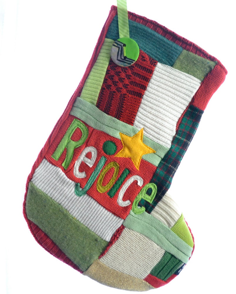 Christmas Stocking - Traditional Holiday Colors - Personalized - ONE