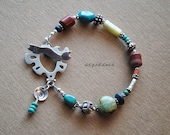 SOUTHWEST SONG all sterling silver and mixed gemstone bracelet by srgoddess