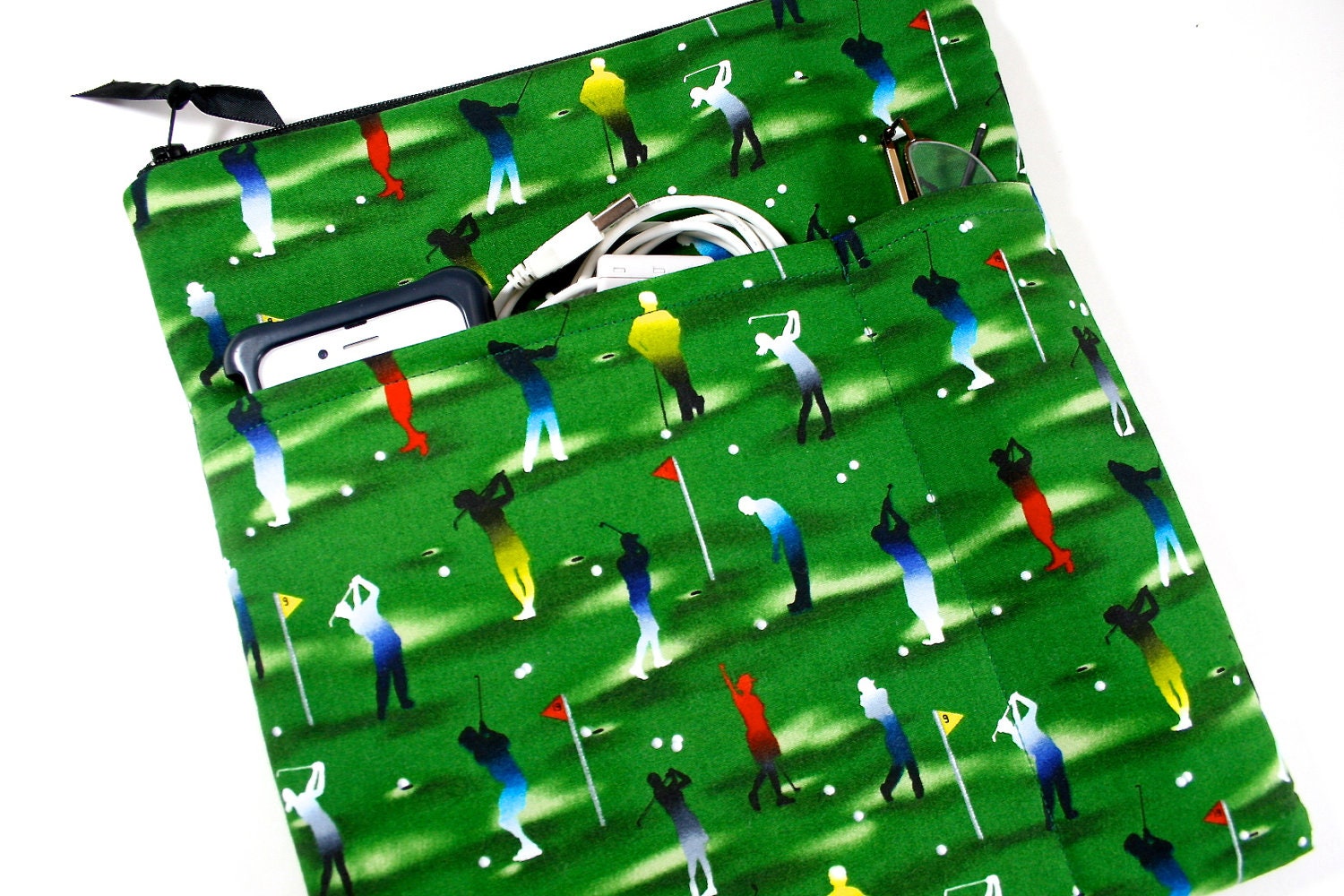 iPad Case, Padded iPad Sleeve iPad Cover with Pocket and Zipper in Digital Golfer