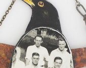 SALE-Fine Fellows Art Bird with Copper and Vintage Photo
