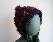 Happy Elf Hood in Red Green White and Black
