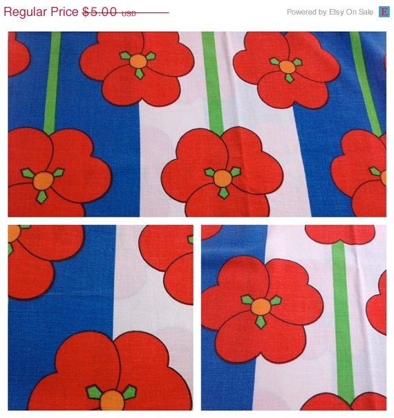 SUPER SALE- Flower Power Fabric-Reclaimed Vintage Bed Linens