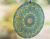 Turquoise Mandala Suncatcher - Geometric Design Made From Recycled Materials
