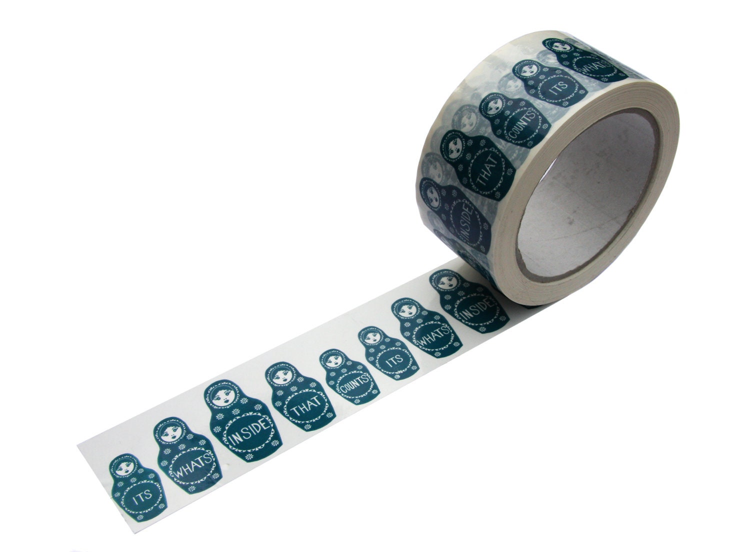 It's What's Inside That Counts Vinyl Tape Featuring Russian Dolls in teal