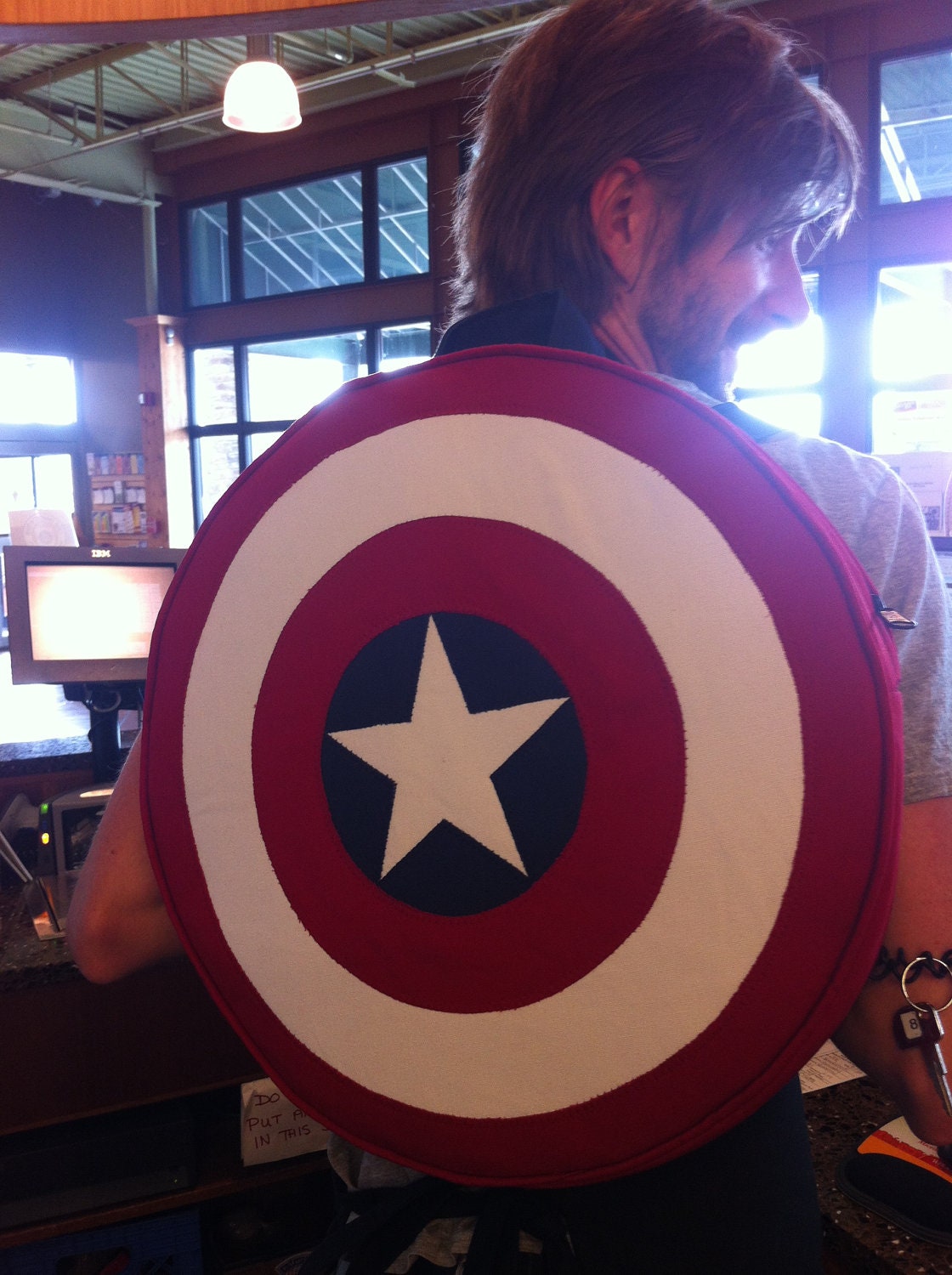 Captain America, shield round BACKPACK, adjustable straps, costume, cosplay, Marvel comics