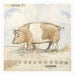 Pink Barnyard Pig, Country Home Decor, Drawing & Illustration, French Countryside, 12x12 Print