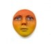 Bright Sunset Lady Art Doll Face Cab Orange Yellow Flaming Fire Blue Eyes Polymer Clay Goddess Cabochon 2676