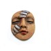 Frankenstein Monster Face Cab Polymer Clay Cabochon Halloween Tan Silver Staples Creepy Cute Sleepy Dream Art Doll Parts 2680