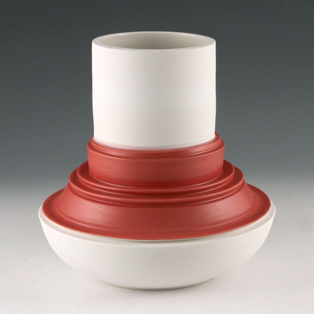 Industrial Vessel No. 18 - Bright White and Red