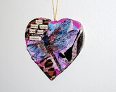 art Ornament Valentine Heart shaped , Dragonfly Inspirational Art DEcor Gift,wall hanging