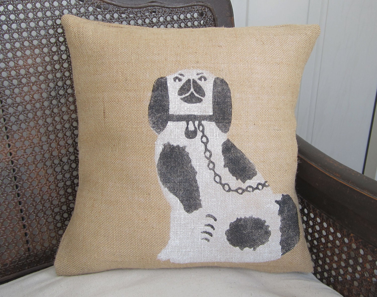 Manor House Staffordshire Dog - Burlap Pillow