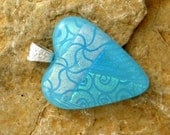 Fused Glass Heart Pendant,  Blue Patchwork Dichroic Fused Glass Heart Pendant - Blue Glass Heart Pendant