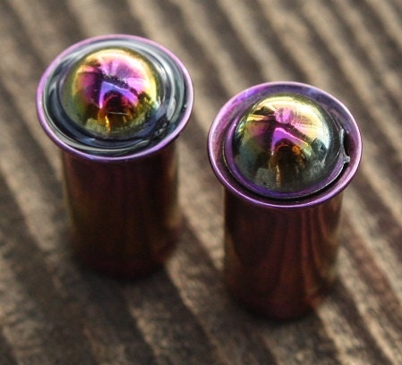 2ga 6mm single flared rustic rainbow plugs