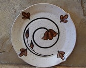 Rusted Poppy on White Handmade Stoneware Ceramic Pottery Serving Platter Plate