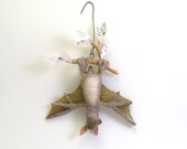 Vintage Inspired Spun Cotton Bat Ornament