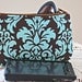 Wristlet Zipper Gadget Purse Pouch in Brown and Turquoise