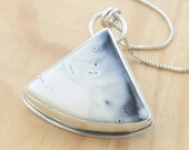 Dendritic Opal Triangular Pendant, Secret Stars, Handmade Sterling Silver