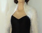Hand Knit  Cream Ivory Angora  Bridal Bolero , shrug  inspired by  Royal Wedding Kate Middleton Cardigan