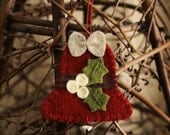 holly bell felt ornament wool felt holiday decoration