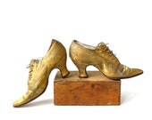 Antique Metallic Gold Brocade Pointy Toe Heels
