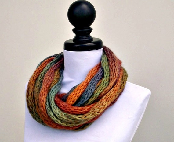 Knit Cowl - ICord Rope Cowl in Starling - READY TO SHIP - Autumn Fashion Chunky Scarf Autumn Accessories Fall Cowl