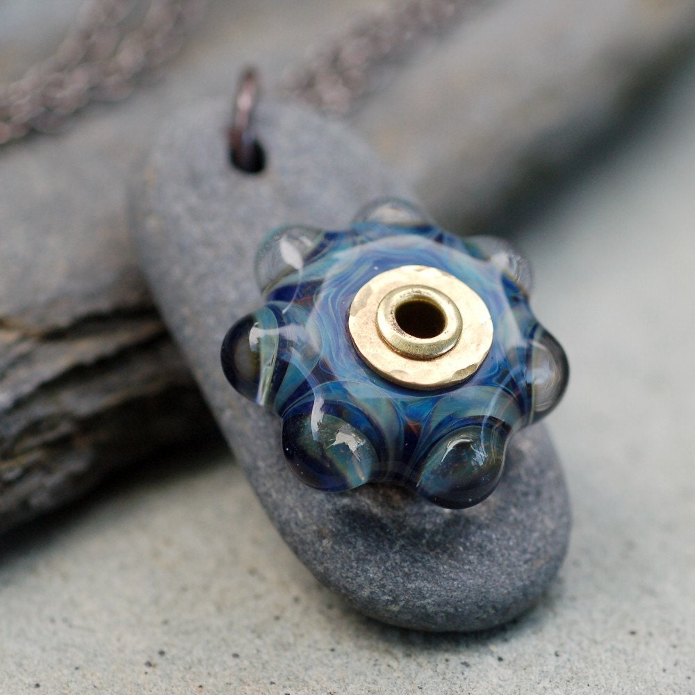 Boro Glass Lampwork Beaded Sea Stone Pendant Necklace Jewelry - Happily Ever After