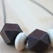 NECKLACE Geometric Wood Beads in Yellow, Beige and Brown strung on Antique Brass Ball Chain