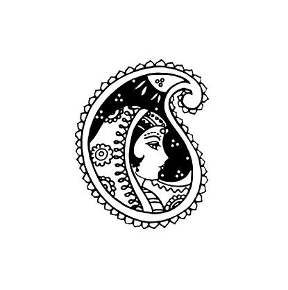 Mehndi paisley with womans face rubber stamp